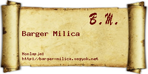 Barger Milica névjegykártya